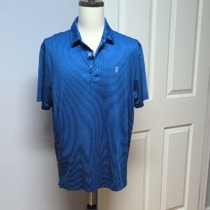 Izod Golf Stretch Cobalt Blue/Black Weave Grid Polo Shirt Size L